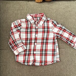Wonder Nation Red and White Plaid Button-Down Shirt